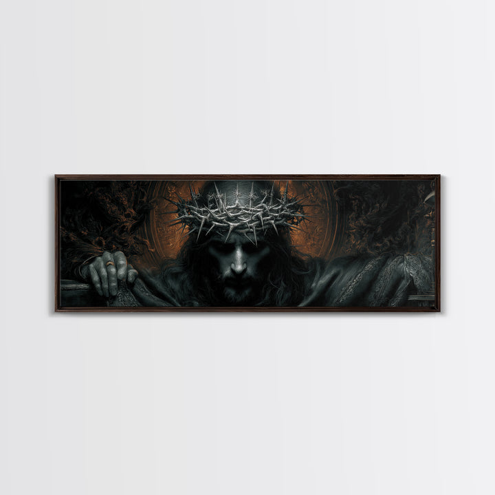 The Thorn-Crowned King, Extra Wide Wall Art, Dark Fantasy Wall Art, Canvas Print, Halloween Wall Decor, Gothic Home Decor