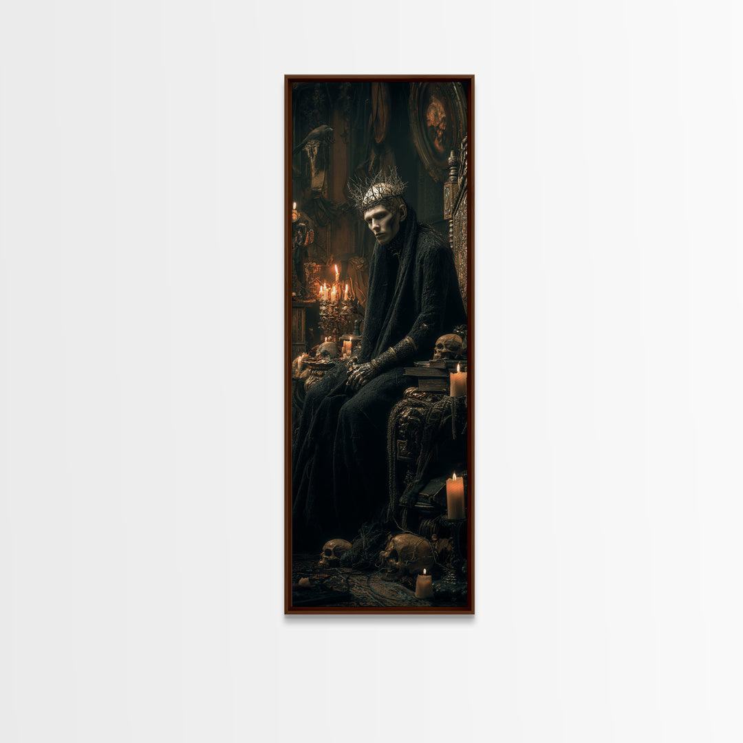 The Thorn-Crowned King, Tall Narrow Wall Art, Dark Fantasy Wall Art, Canvas Print, Halloween Wall Decor, Gothic Home Decor