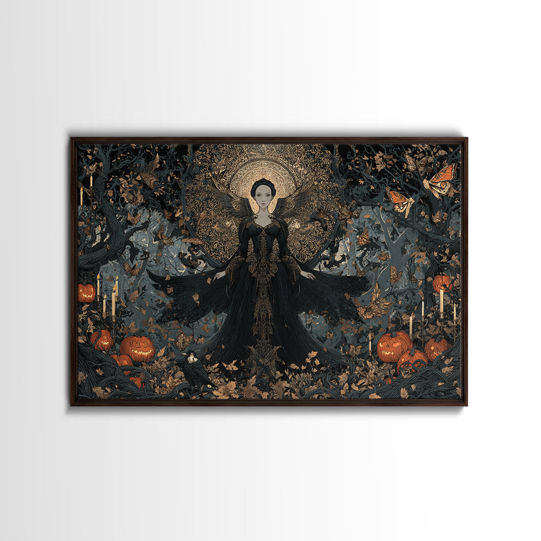 The Moth-Winged Empress, Landscape Wall Art, Gothic Horror Wall Art, Framed Canvas Print, Halloween Wall Decor, Gothic Home Decor