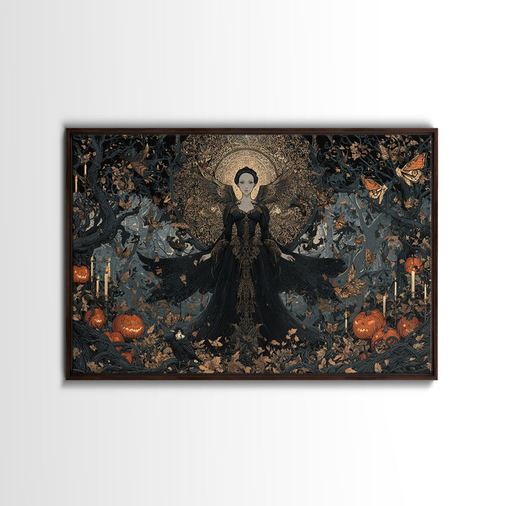 The Moth-Winged Empress, Landscape Wall Art, Gothic Horror Wall Art, Framed Canvas Print, Halloween Wall Decor, Gothic Home Decor