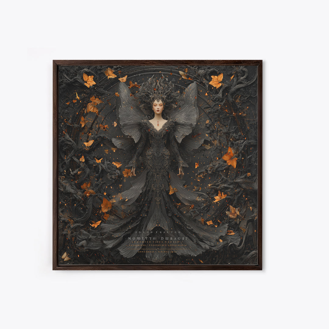 The Moth-Winged Empress, Square Wall Art, Dark Fantasy Wall Art, Canvas Print, Halloween Wall Decor, Gothic Home Decor, Statement Wall Art