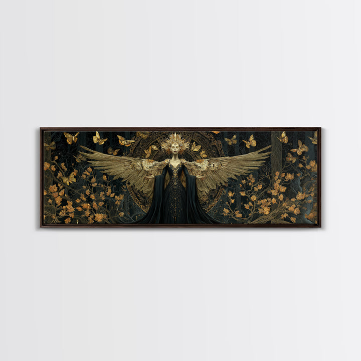 The Moth-Winged Empress, Extra Wide Wall Art, Haunted Gothic Art, Framed Canvas Print, Halloween Wall Decor, Gothic Home Decor