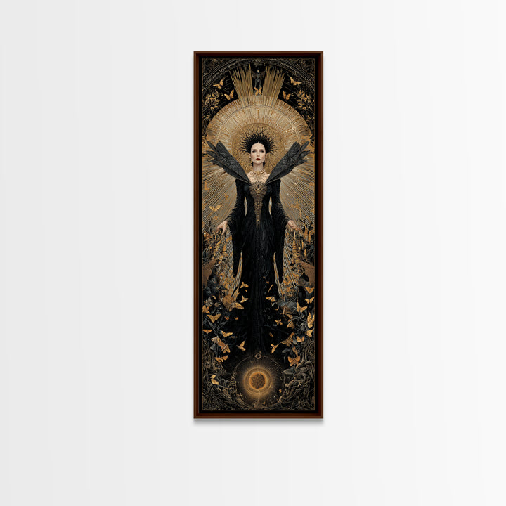 The Moth-Winged Empress, Tall Narrow Wall Art, Dark Fantasy Wall Art, Canvas Print, Halloween Wall Decor, Gothic Home Decor