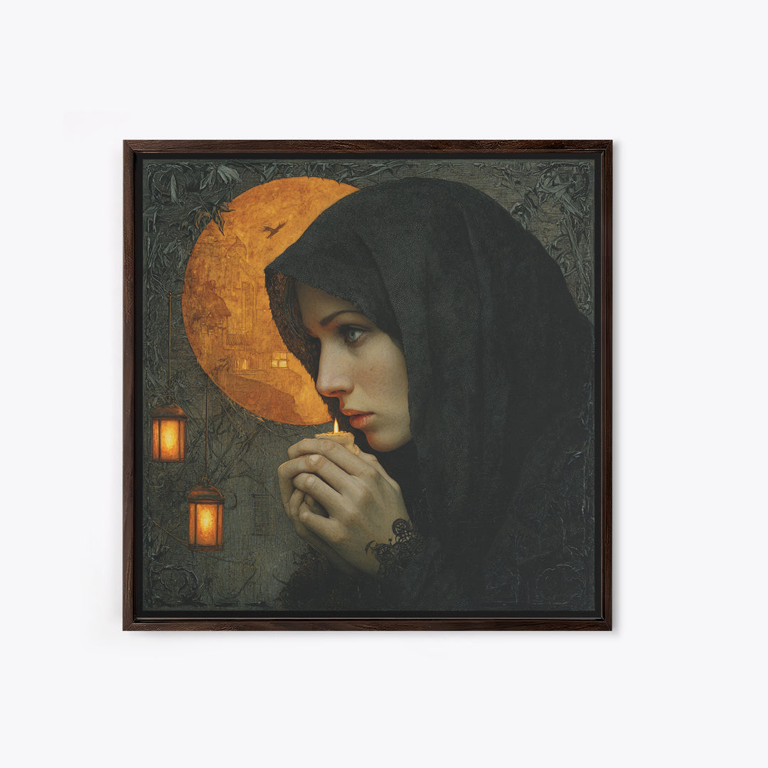 The Ash-Covered Oracle, Square Wall Art, Macabre Wall Art, Framed Canvas Print, Halloween Wall Decor, Gothic Home Decor, Seasonal Home Decor