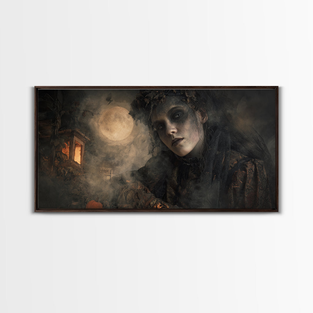 The Ash-Covered Oracle, Wide Panoramic Art, Spooky Home Decor, Canvas Print, Halloween Wall Decor, Gothic Home Decor, Seasonal Home Decor