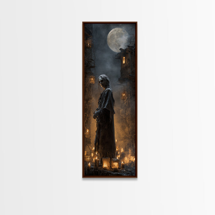 The Ash-Covered Oracle, Tall Narrow Wall Art, Macabre Wall Art, Framed Canvas Print, Halloween Wall Decor, Gothic Home Decor