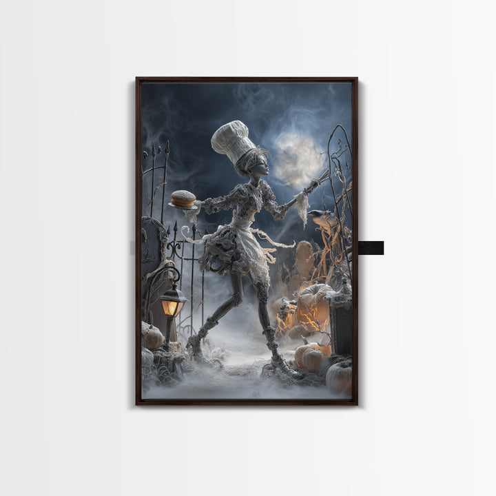 The Ghost Bakery, Vertical Wall Art, Haunted Gothic Art, Framed Canvas Print, Halloween Wall Decor, Gothic Home Decor, Statement Wall Art