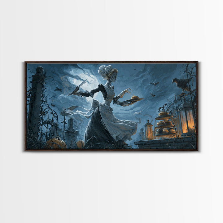 The Ghost Bakery, Wide Panoramic Art, Dark Fantasy Wall Art, Canvas Print, Halloween Wall Decor, Gothic Home Decor, Macabre Wall Art