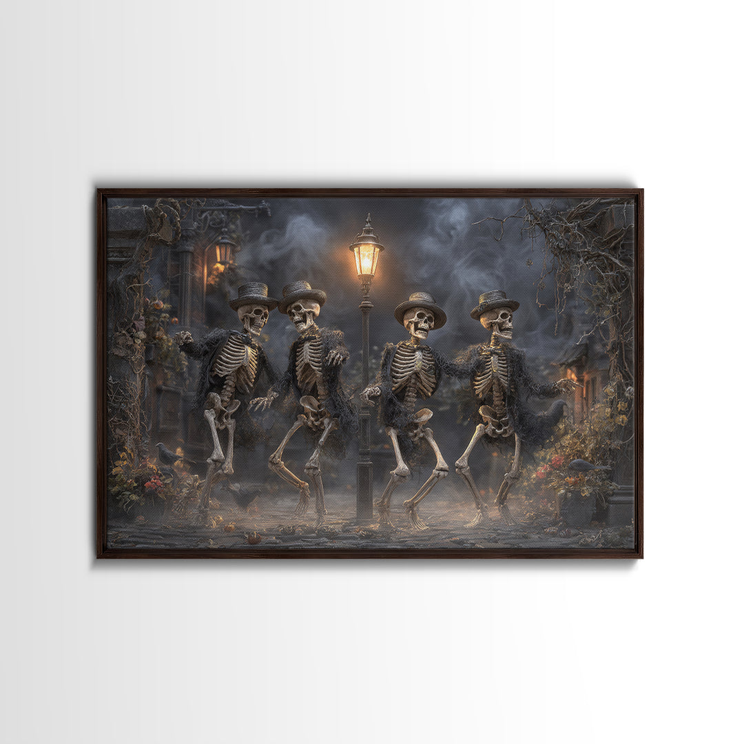 The Skeleton Barbershop Quartet, Landscape Wall Art, Dark Halloween Decor, Canvas Print, Halloween Wall Decor, Gothic Home Decor