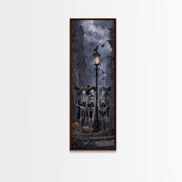 The Skeleton Barbershop Quartet, Tall Narrow Wall Art, Spooky Home Decor, Canvas Print, Halloween Wall Decor, Gothic Home Decor