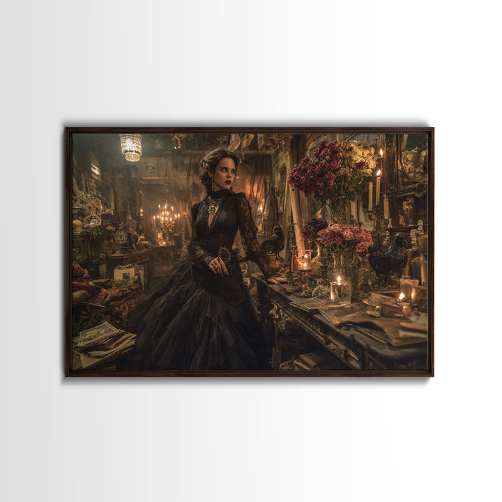 The Vampire Florist, Landscape Wall Art, Dark Fantasy Wall Art, Canvas Print, Halloween Wall Decor, Gothic Home Decor