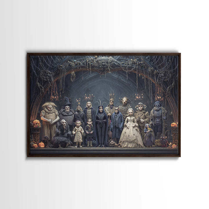 The Monster Family Portrait, Landscape Wall Art, Haunted Gothic Art, Framed Canvas Print, Halloween Wall Decor, Gothic Home Decor