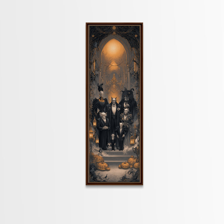 The Monster Family Portrait, Tall Narrow Wall Art, Spooky Home Decor, Canvas Print, Halloween Wall Decor, Gothic Home Decor