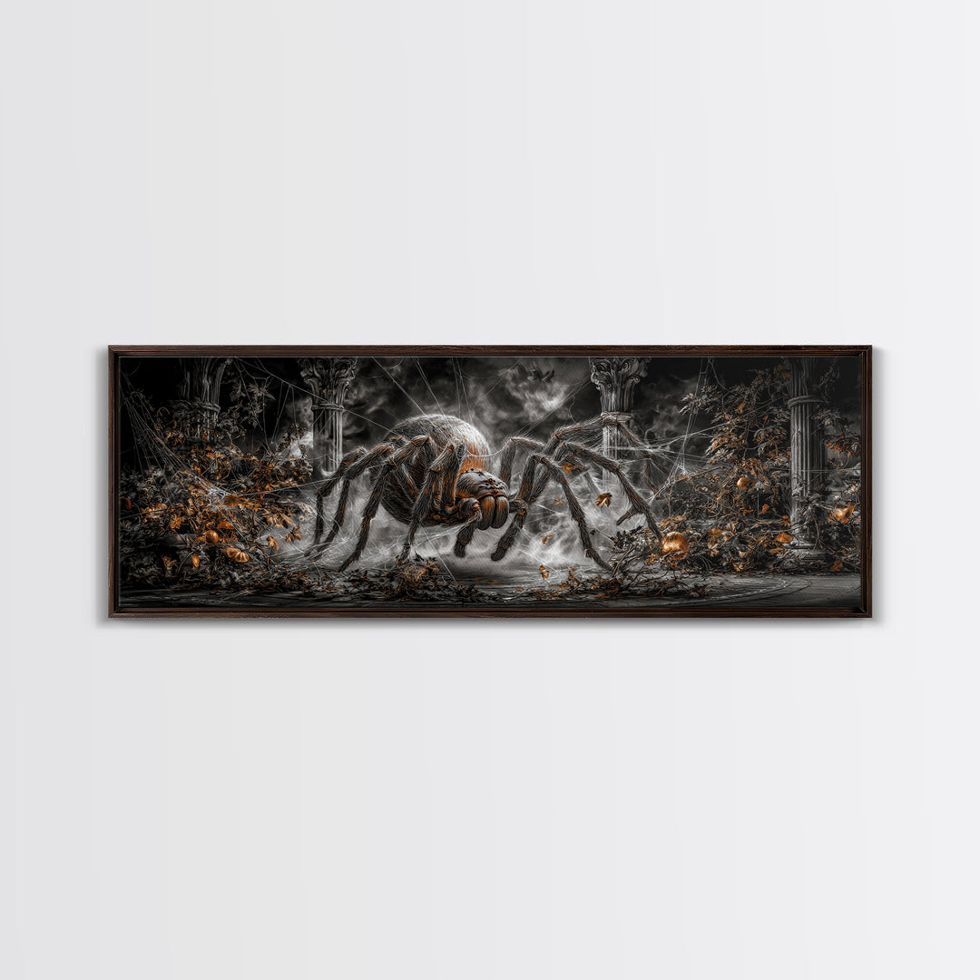 The Spider Sewing Circle, Extra Wide Wall Art, Dark Fantasy Wall Art, Canvas Print, Halloween Wall Decor, Gothic Home Decor