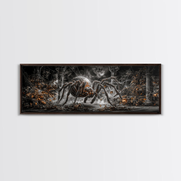 The Spider Sewing Circle, Extra Wide Wall Art, Dark Fantasy Wall Art, Canvas Print, Halloween Wall Decor, Gothic Home Decor