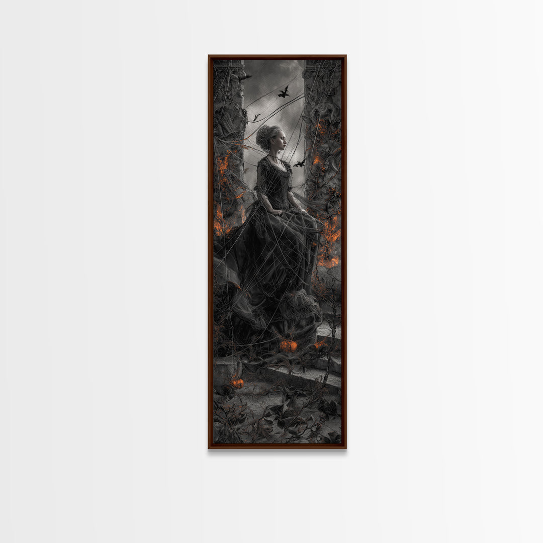 The Spider Sewing Circle, Tall Narrow Wall Art, Spooky Home Decor, Canvas Print, Halloween Wall Decor, Gothic Home Decor, Spooky Wall Decor