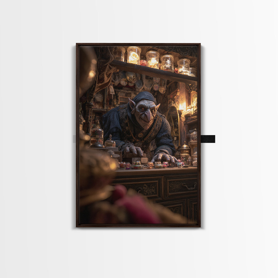 The Goblin Candy Shop, Vertical Wall Art, Dark Halloween Decor, Canvas Print, Halloween Wall Decor, Gothic Home Decor, Dark Fantasy Art