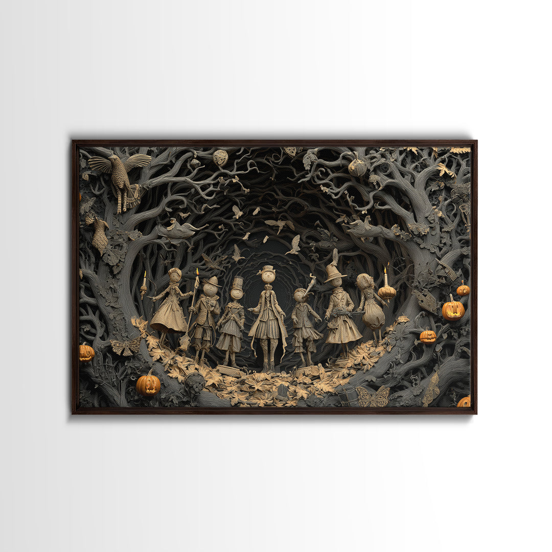 The Haunted Toy Parade, Landscape Wall Art, Gothic Horror Wall Art, Framed Canvas Print, Halloween Wall Decor, Gothic Home Decor