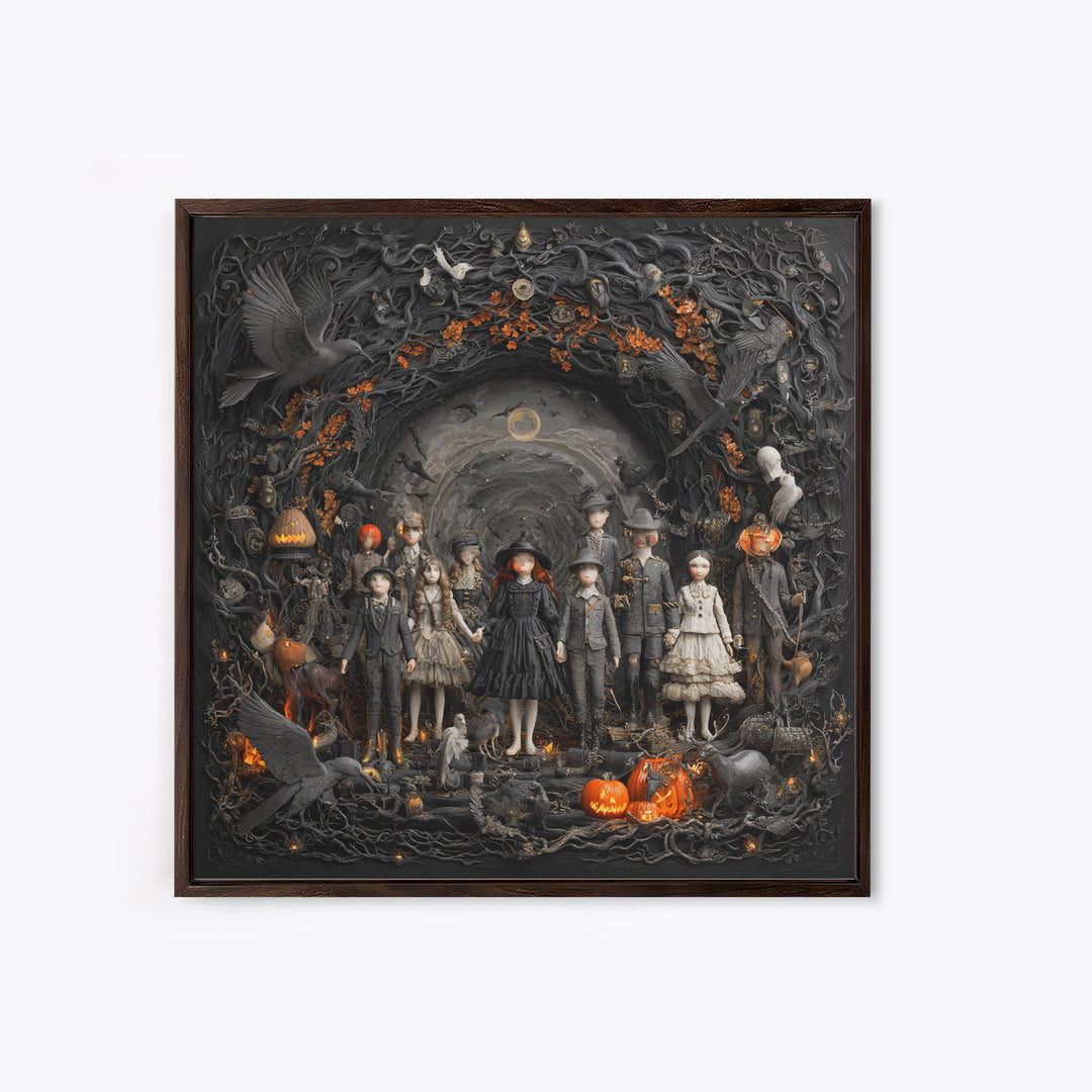 The Haunted Toy Parade, Square Wall Art, Dark Fantasy Wall Art, Canvas Print, Halloween Wall Decor, Gothic Home Decor, Spooky Wall Decor