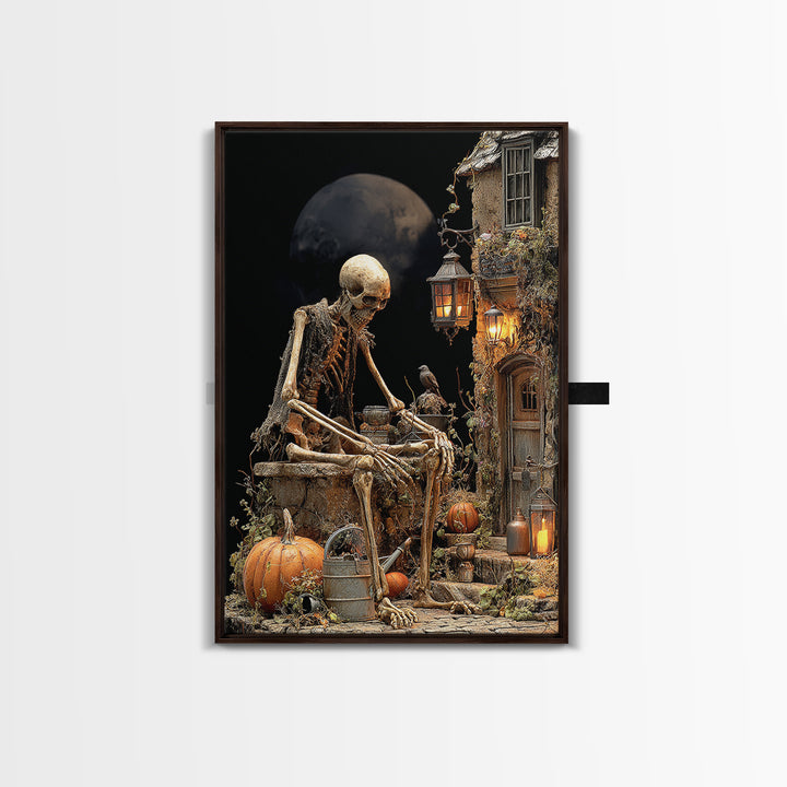 The Skeleton Gardeners, Vertical Wall Art, Spooky Home Decor, Canvas Print, Halloween Wall Decor, Gothic Home Decor, Statement Wall Art