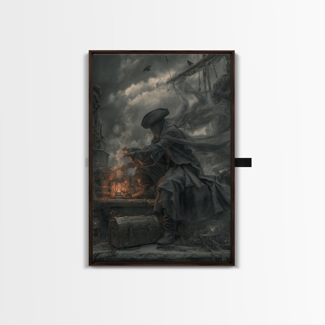 The Ghost Pirate Picnic, Vertical Wall Art, Dark Fantasy Wall Art, Canvas Print, Halloween Wall Decor, Gothic Home Decor, Horror Wall Art
