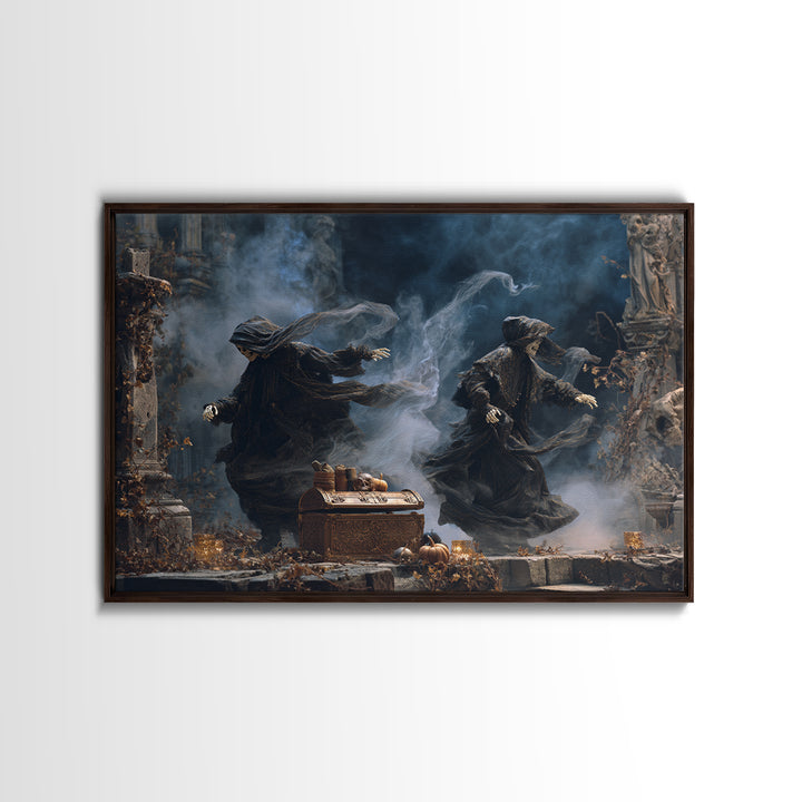 The Ghost Pirate Picnic, Landscape Wall Art, Haunted Gothic Art, Framed Canvas Print, Halloween Wall Decor, Gothic Home Decor
