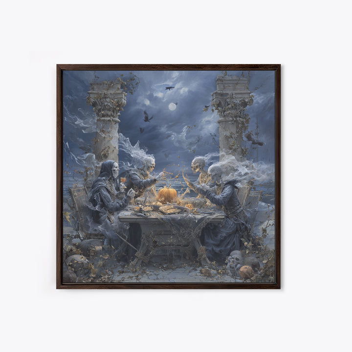 The Ghost Pirate Picnic, Square Wall Art, Dark Fantasy Wall Art, Canvas Print, Halloween Wall Decor, Gothic Home Decor, Spooky Wall Decor