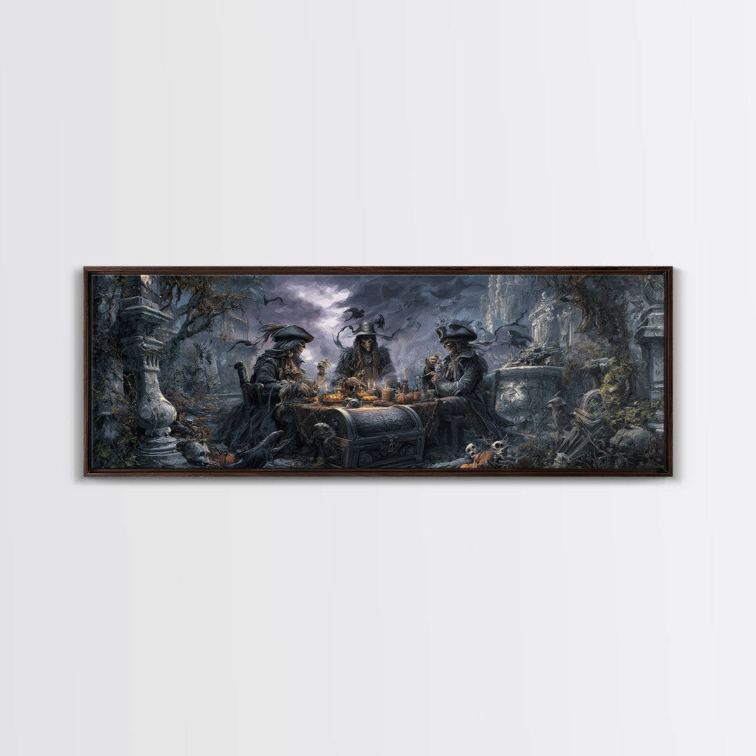 The Ghost Pirate Picnic, Extra Wide Wall Art, Haunted Gothic Art, Framed Canvas Print, Halloween Wall Decor, Gothic Home Decor