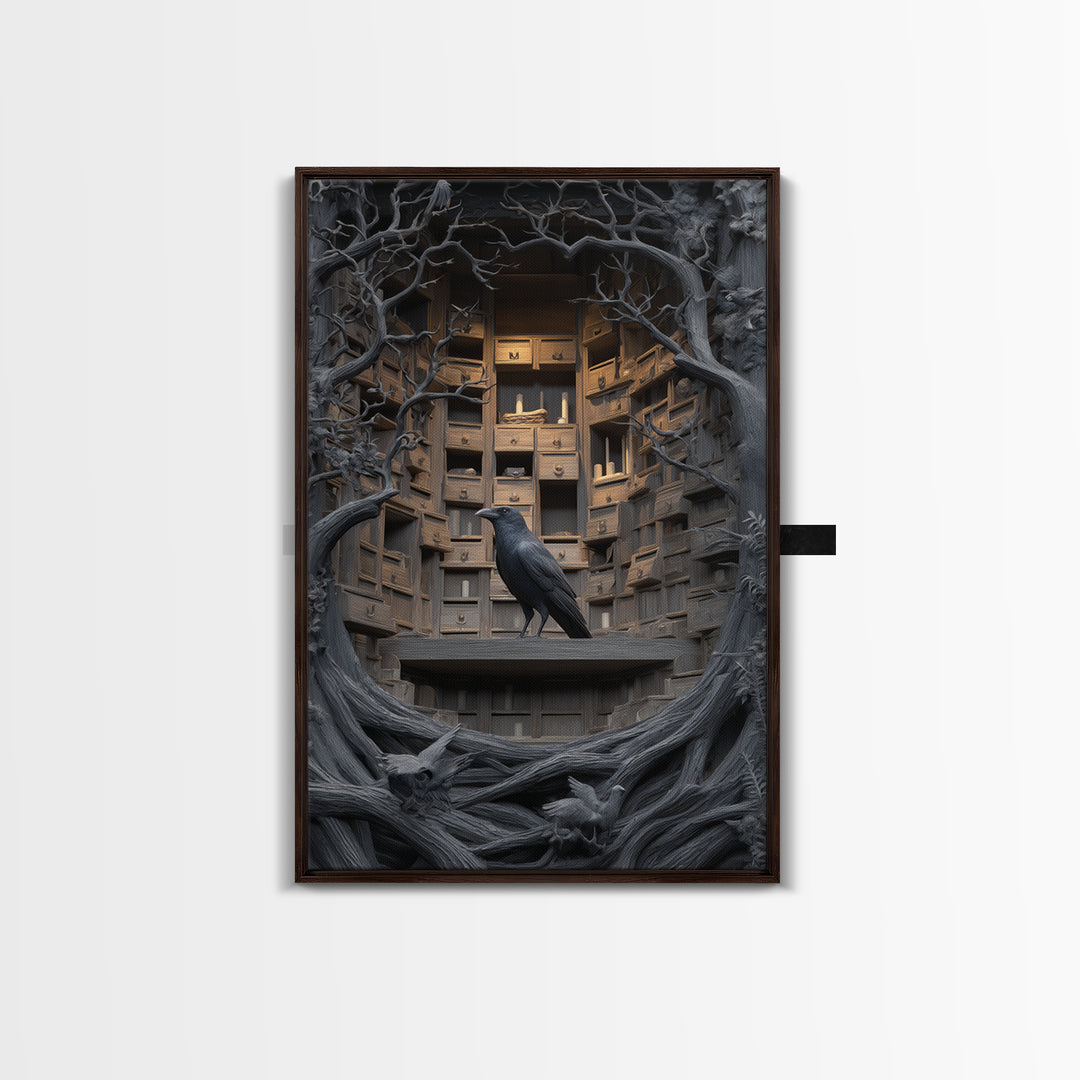 The Raven Post Office, Vertical Wall Art, Dark Halloween Decor, Canvas Print, Halloween Wall Decor, Gothic Home Decor, Halloween Wall Art