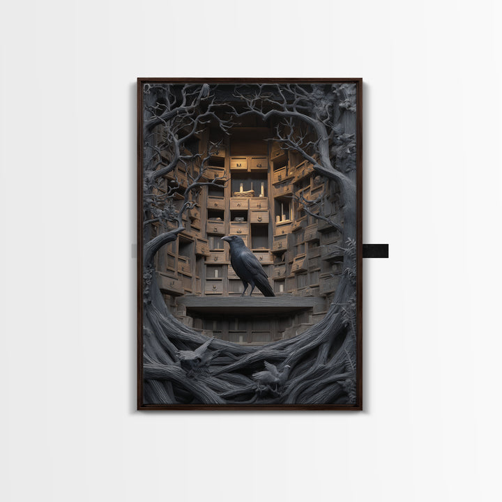 The Raven Post Office, Vertical Wall Art, Dark Halloween Decor, Canvas Print, Halloween Wall Decor, Gothic Home Decor, Halloween Wall Art