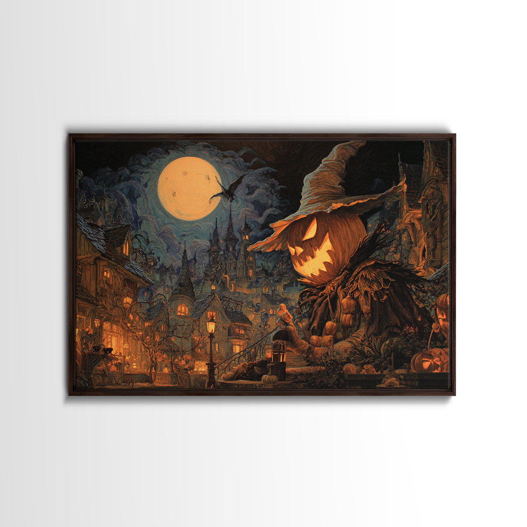 The Candy Corn Kingdom, Landscape Wall Art, Gothic Horror Wall Art, Framed Canvas Print, Halloween Wall Decor, Gothic Home Decor