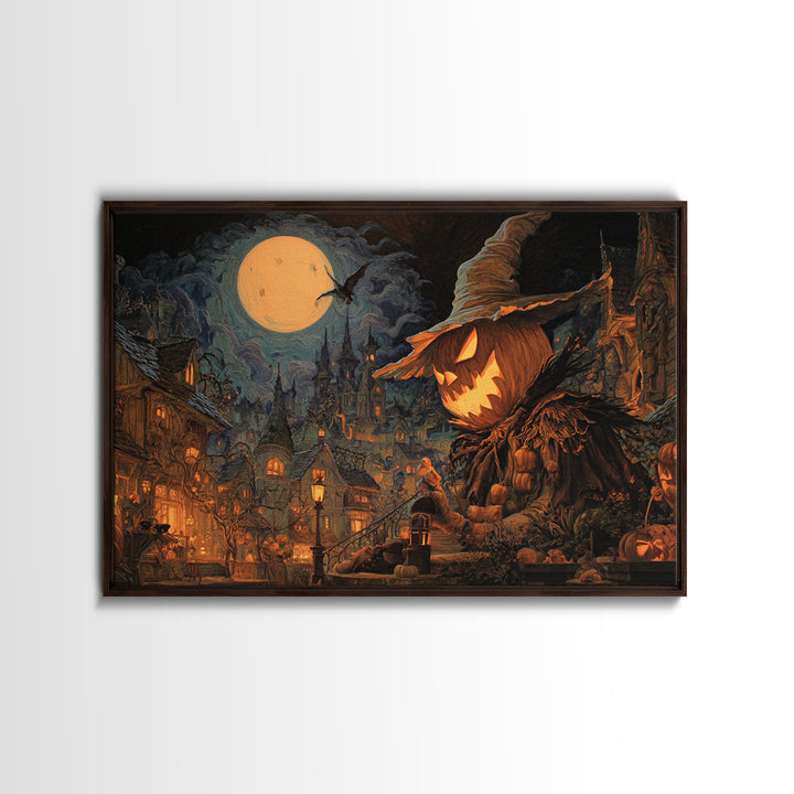 The Candy Corn Kingdom, Landscape Wall Art, Gothic Horror Wall Art, Framed Canvas Print, Halloween Wall Decor, Gothic Home Decor
