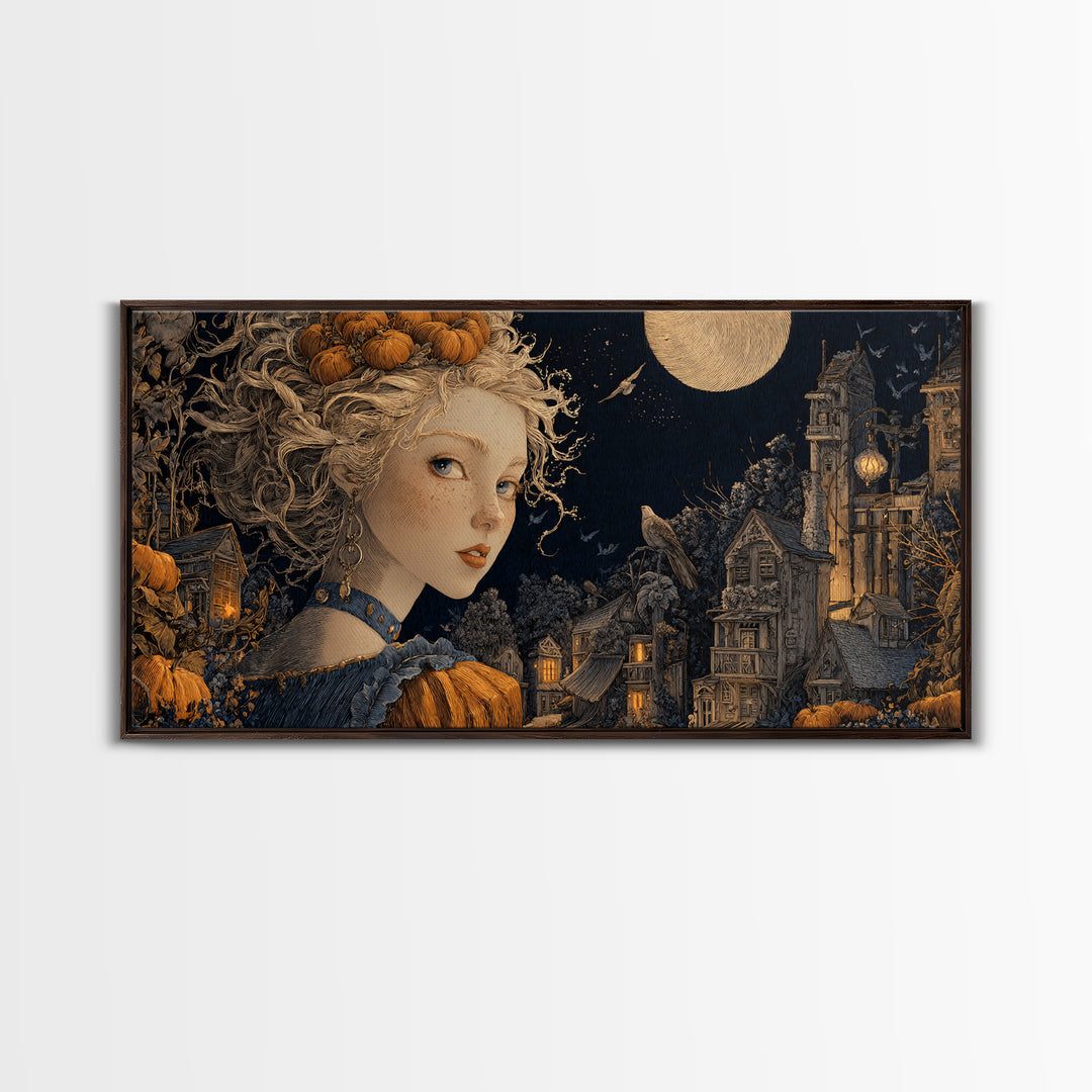 The Candy Corn Kingdom, Wide Panoramic Art, Dark Fantasy Wall Art, Canvas Print, Halloween Wall Decor, Gothic Home Decor, Halloween Decor