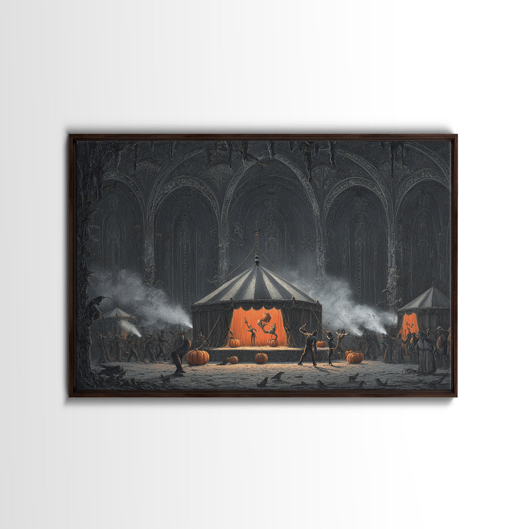The Jack-O'-Lantern Circus, Landscape Wall Art, Spooky Home Decor, Canvas Print, Halloween Wall Decor, Gothic Home Decor