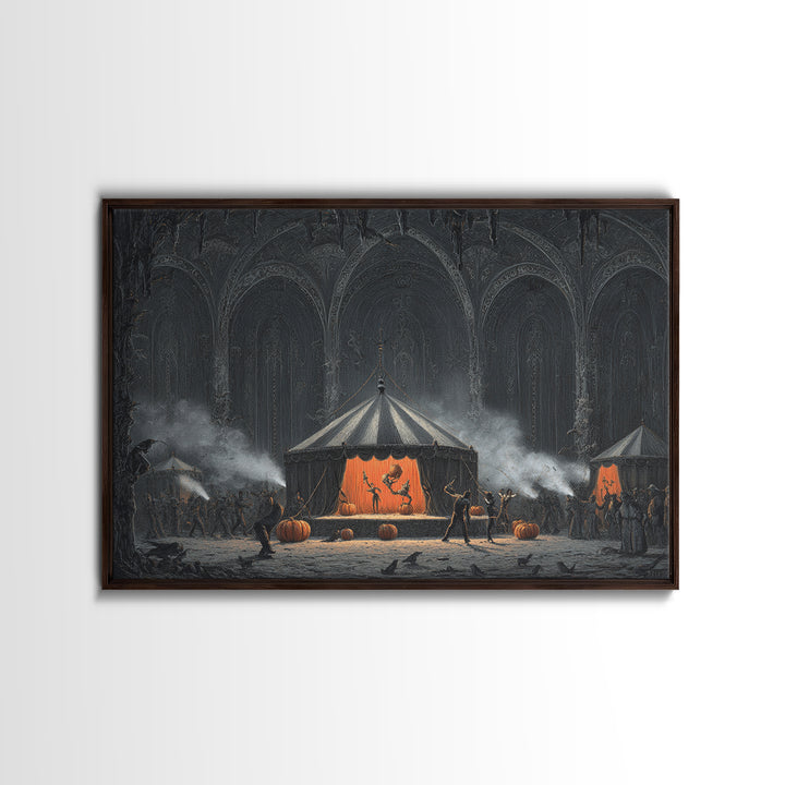 The Jack-O'-Lantern Circus, Landscape Wall Art, Spooky Home Decor, Canvas Print, Halloween Wall Decor, Gothic Home Decor