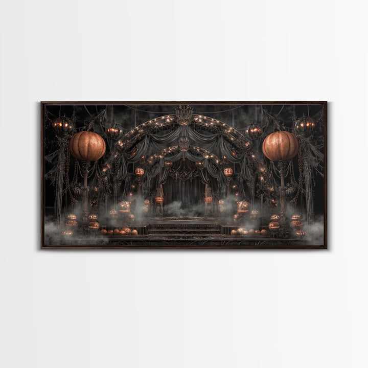 The Jack-O'-Lantern Circus, Wide Panoramic Art, Spooky Home Decor, Canvas Print, Halloween Wall Decor, Gothic Home Decor, Macabre Wall Art