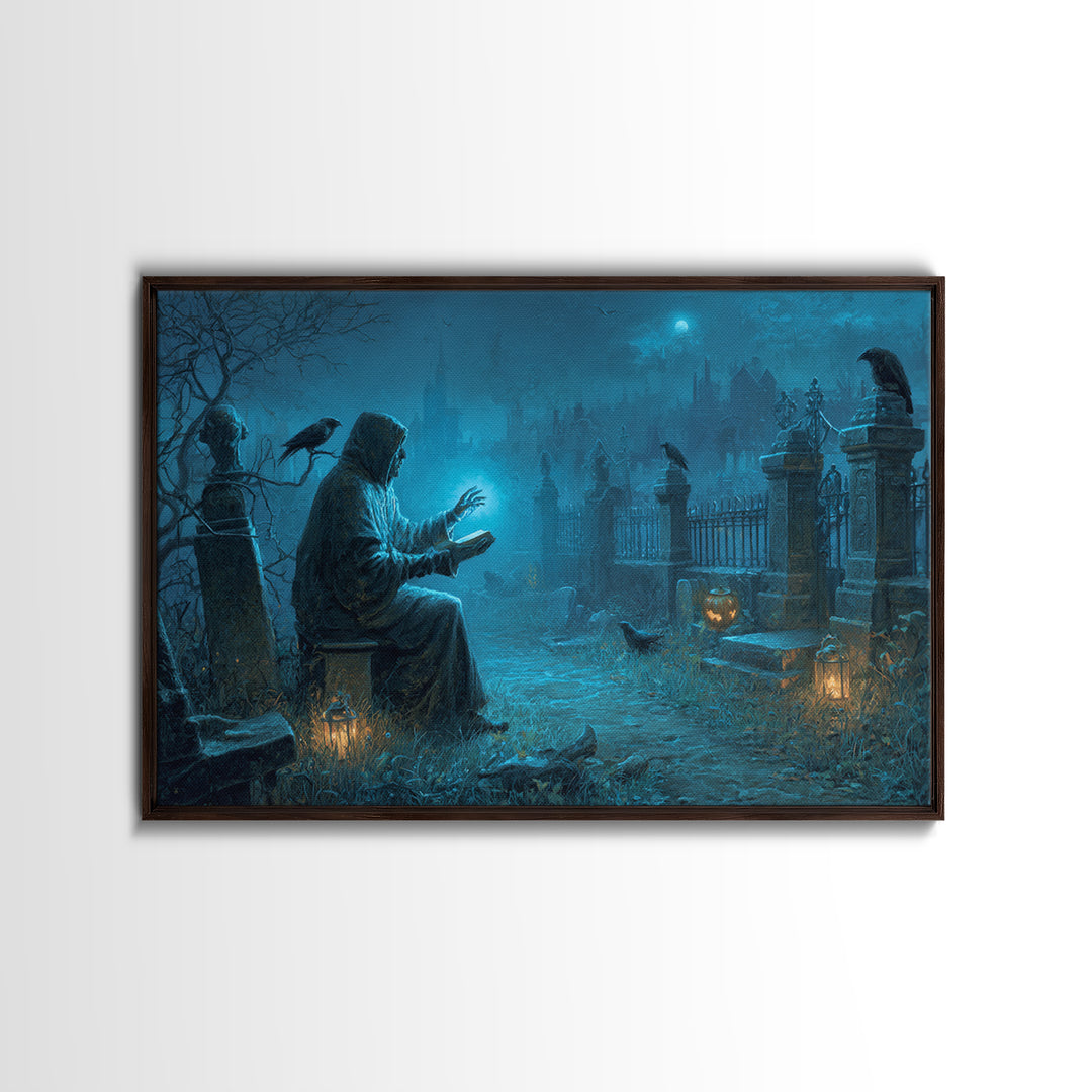 The Graveyard Book Club, Landscape Wall Art, Dark Halloween Decor, Canvas Print, Halloween Wall Decor, Gothic Home Decor, Macabre Wall Art