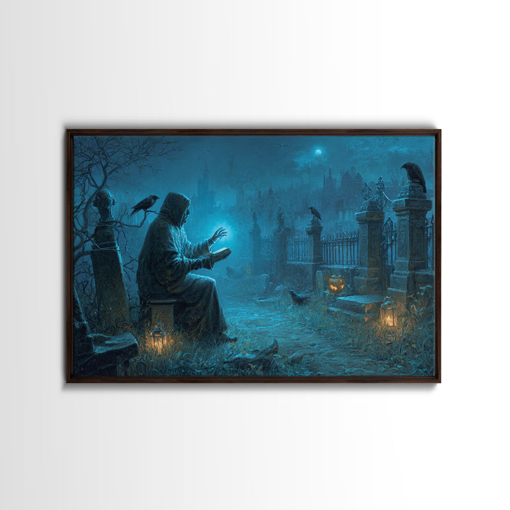 The Graveyard Book Club, Landscape Wall Art, Dark Halloween Decor, Canvas Print, Halloween Wall Decor, Gothic Home Decor, Macabre Wall Art