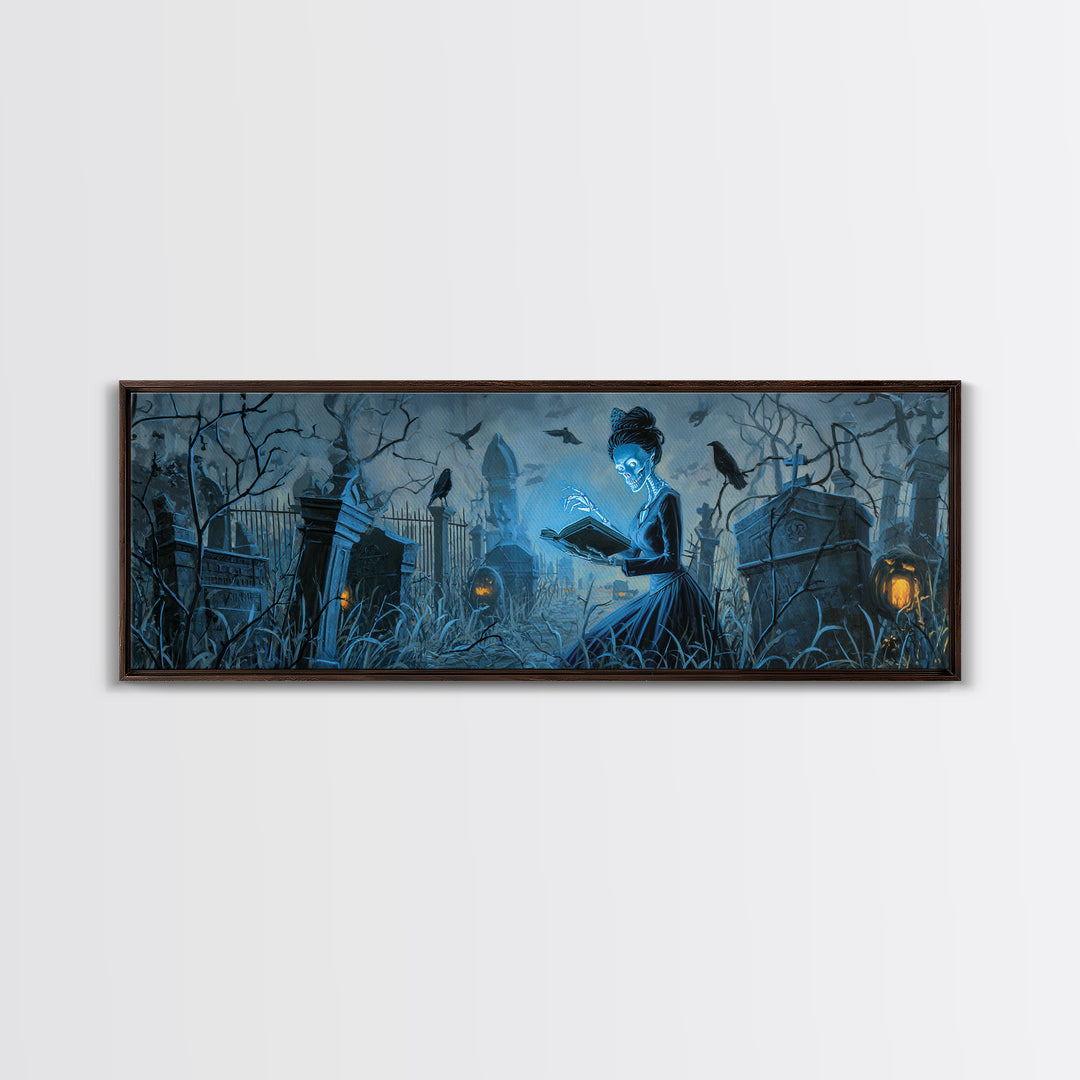 The Graveyard Book Club, Extra Wide Wall Art, Dark Fantasy Wall Art, Canvas Print, Halloween Wall Decor, Gothic Home Decor