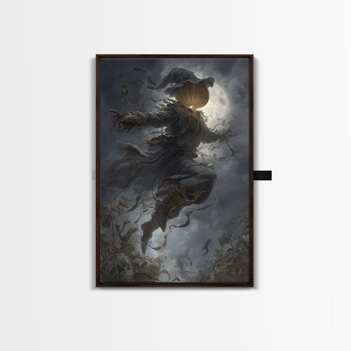 The Cosmic Pumpkin God, Vertical Wall Art, Macabre Wall Art, Framed Canvas Print, Halloween Wall Decor, Gothic Home Decor, Spooky Wall Decor