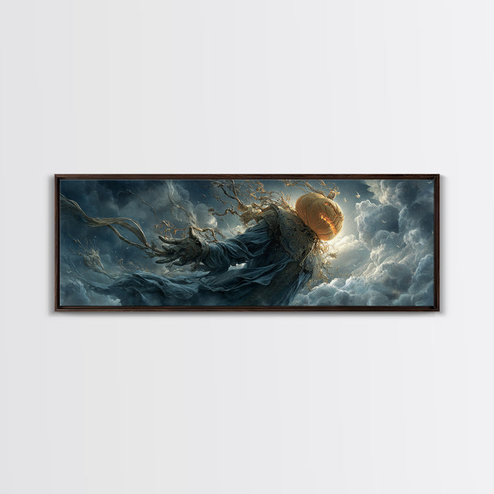 The Cosmic Pumpkin God, Extra Wide Wall Art, Dark Halloween Decor, Canvas Print, Halloween Wall Decor, Gothic Home Decor
