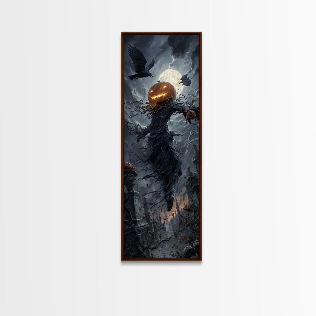 The Cosmic Pumpkin God, Tall Narrow Wall Art, Dark Fantasy Wall Art, Canvas Print, Halloween Wall Decor, Gothic Home Decor