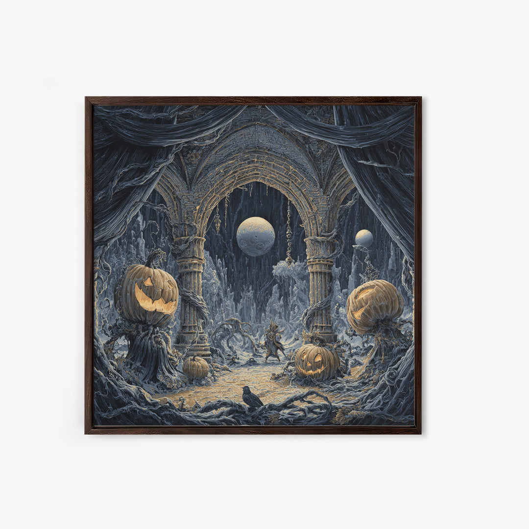 The Alien Pumpkin Patch, Square Wall Art, Dark Halloween Decor, Canvas Print, Halloween Wall Decor, Gothic Home Decor, Horror Wall Art