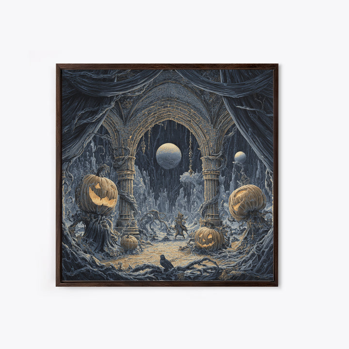 The Alien Pumpkin Patch, Square Wall Art, Dark Halloween Decor, Canvas Print, Halloween Wall Decor, Gothic Home Decor, Horror Wall Art