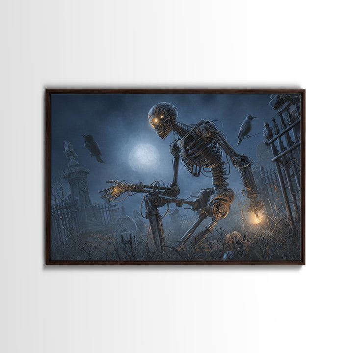 The Biomechanical Skeleton, Landscape Wall Art, Spooky Home Decor, Canvas Print, Halloween Wall Decor, Gothic Home Decor, Spooky Wall Decor