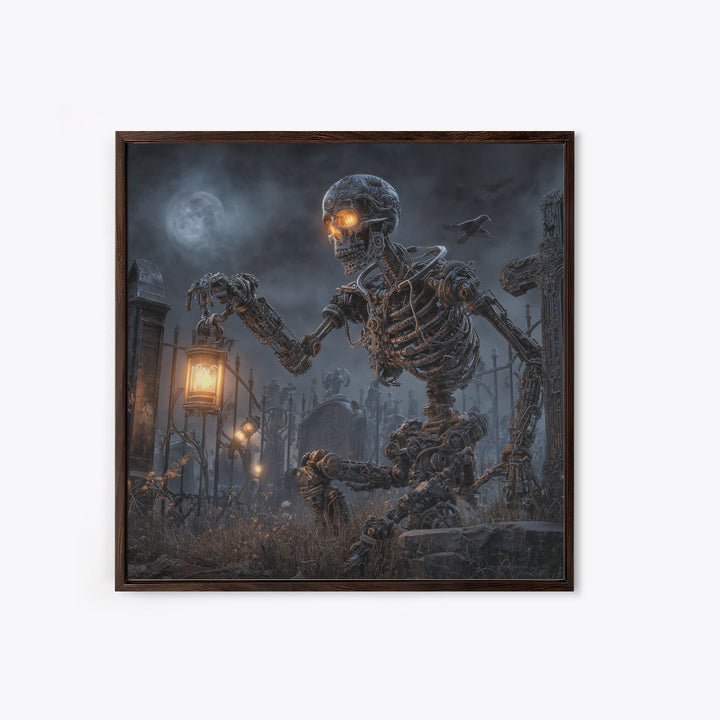 The Biomechanical Skeleton, Square Wall Art, Dark Fantasy Wall Art, Canvas Print, Halloween Wall Decor, Gothic Home Decor, Dark Fantasy Art