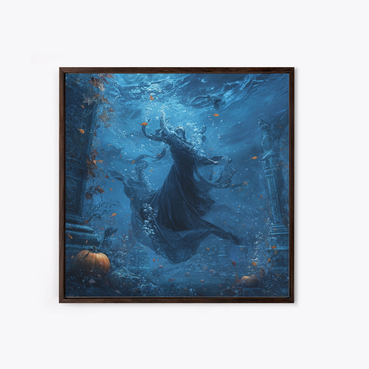 The Underwater Graveyard, Square Wall Art, Dark Halloween Decor, Canvas Print, Halloween Wall Decor, Gothic Home Decor, Halloween Wall Art