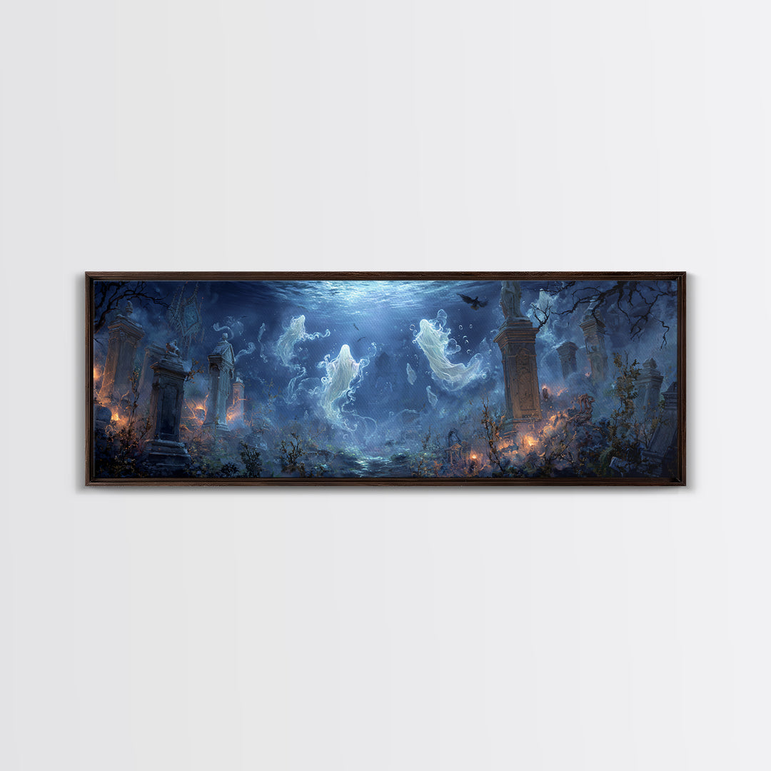 The Underwater Graveyard, Extra Wide Wall Art, Spooky Home Decor, Canvas Print, Halloween Wall Decor, Gothic Home Decor, Seasonal Home Decor