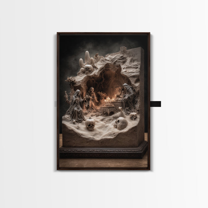 Desert Halloween, Vertical Wall Art, Spooky Home Decor, Canvas Print, Halloween Wall Decor, Gothic Home Decor, Statement Wall Art