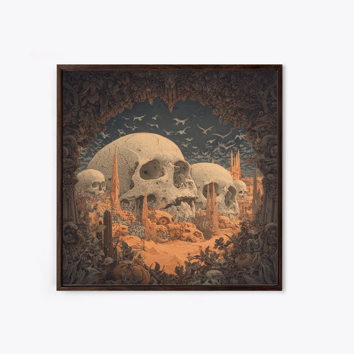 Desert Halloween, Square Wall Art, Spooky Home Decor, Canvas Print, Halloween Wall Decor, Gothic Home Decor, Spooky Wall Decor